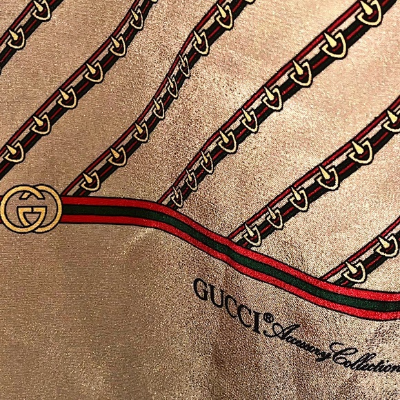 Authentic Vintage Gucci Rare Silk GG Web Horsebit Oversized Scarf - Picture 3 of 11